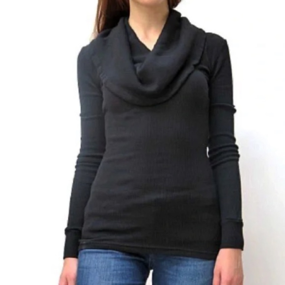 GAP Women Long Sleeves Cowl Neck Charcoal Top | M
